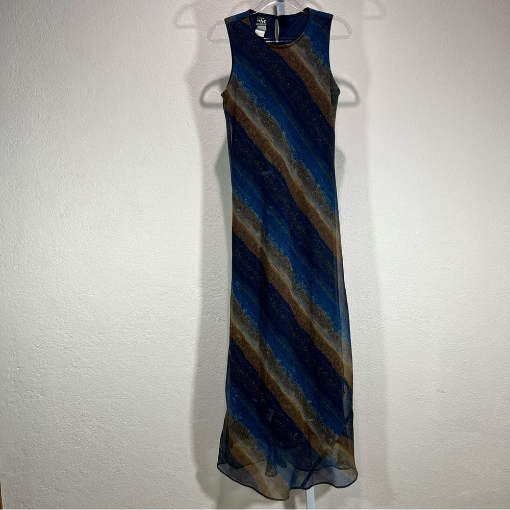 Vintage 90s Y2K Sleeveless Maxi Dress Sz XS/S Forest Fairy Whimsical Dainty